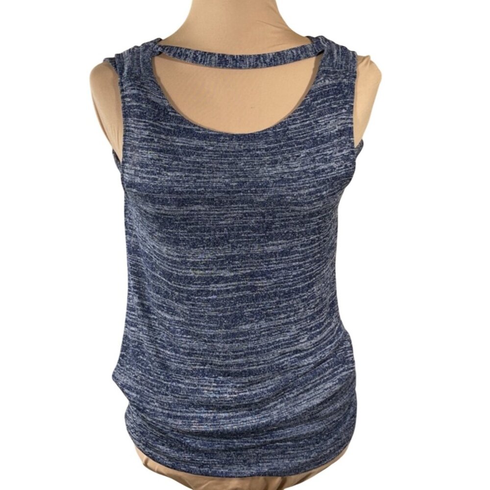 WHBM Fashion Top Marled Blue Choker Draped Size XS Extra Small